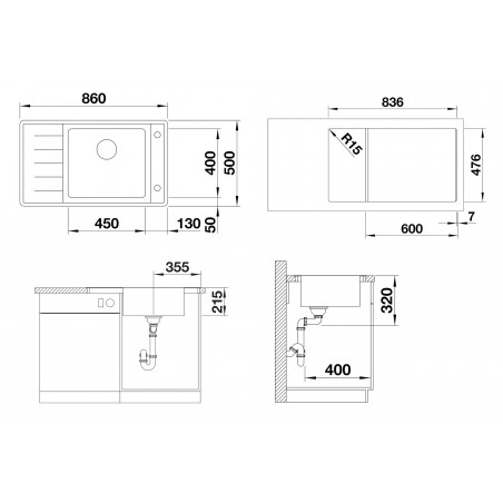 Kuchyňský dřez Blanco Andano XL 6 S-IF Compact, s excentrem, levý