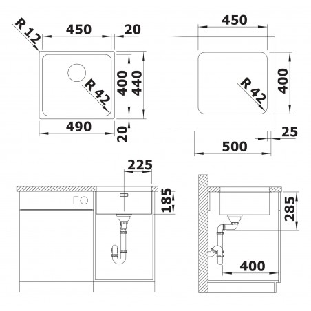 Kuchyňský dřez Blanco Solis 450-U, kartáčovaný
