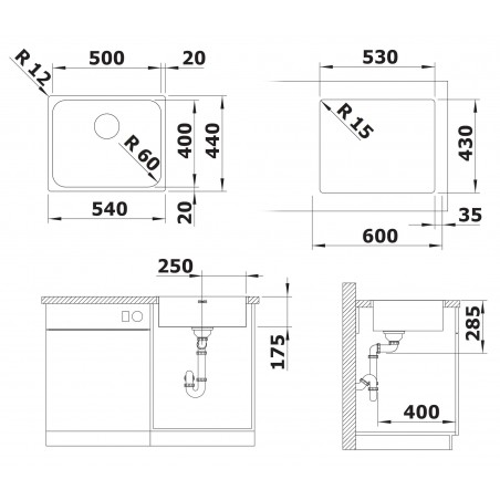 Kuchyňský dřez Blanco Supra 500-IF R12, kartáčovaný