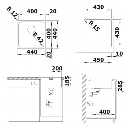 Kuchyňský dřez Blanco Solis 400-IF, kartáčovaný