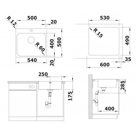 Kuchyňský dřez Blanco Supra 500-IF/A R12, kartáčovaný, bez táhla