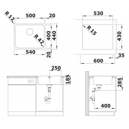 Kuchyňský dřez Blanco Solis 500-IF, kartáčovaný