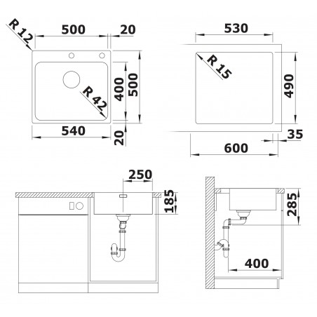 Kuchyňský dřez Blanco Solis 500-IF/A, Push Control, kartáčovaný