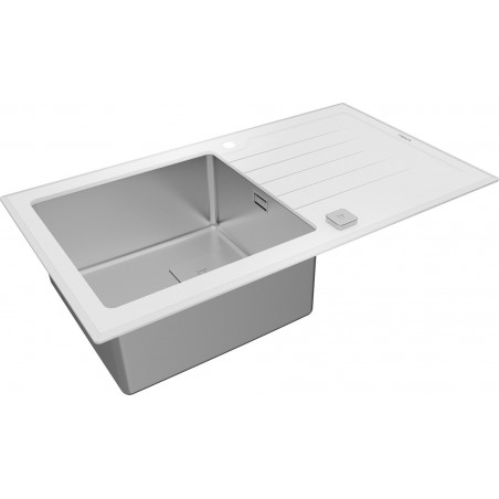 Kuchyňský dřez Teka Diamond RS15 1B 1D 86 Bílé sklo/nerez