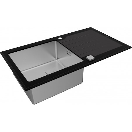 Kuchyňský dřez Teka Diamond RS15 1B 1D 86 Černé sklo/nerez
