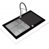 Kuchyňský dřez Teka Diamond RS15 1B 1D 86 Černé sklo/nerez
