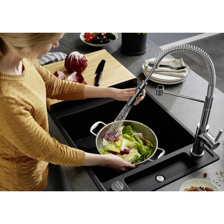 Kuchyňský dřez Blanco Axia III XL 6 S Antracit, s krájecí deskou a excentrem, se skleněnou krájecí deskou