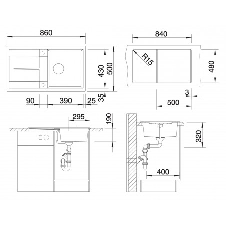 Kuchyňský dřez Blanco Metra 5 S Černá, bez excentru