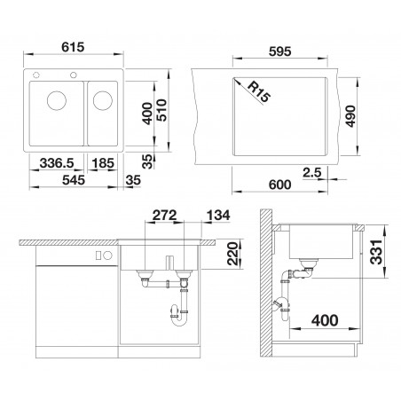 Kuchyňský dřez Blanco Pleon 6 Split Tartufo, bez excentru