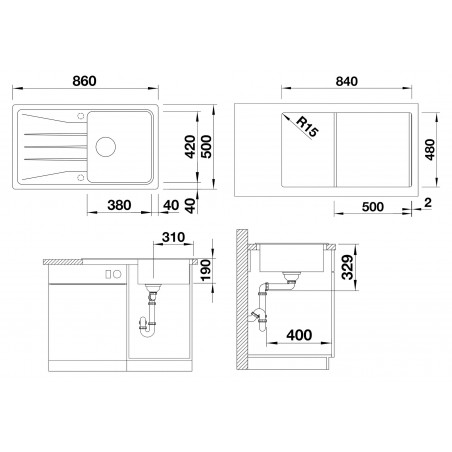 Kuchyňský dřez Blanco Sona 5 S Černá