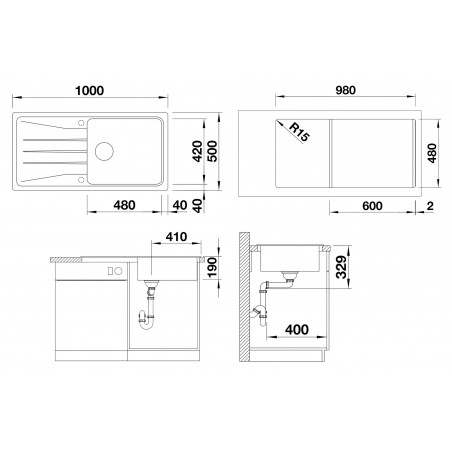 Kuchyňský dřez Blanco Sona XL 6 S Černá