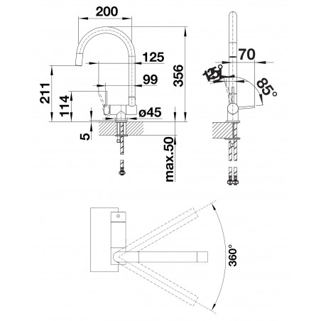 Kuchyňská baterie Blanco Coressa-F Chrom, páka vlevo