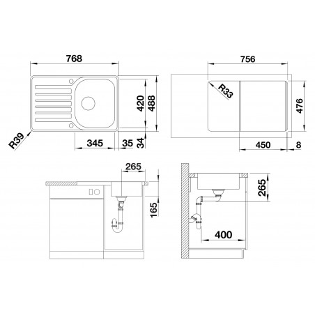 Kuchyňský dřez Blanco Lantos 45 S-IF Compact Kartáčovaný