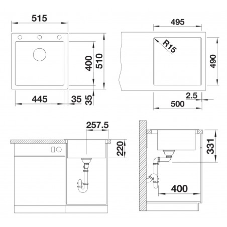 Kuchyňský dřez Blanco Pleon 5 Bílá, s excentrem