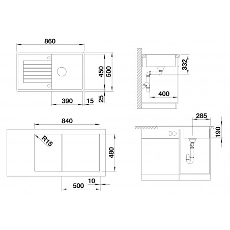 Kuchyňský dřez Blanco Zia 5 S Kávová, s excentrem
