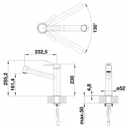 Kuchyňská baterie Blanco Ambis-S Nerez masiv kartáčovaný, beztlaková