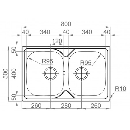 Kuchyňský dřez Sinks Okio 800 DUO V 0,6 mm, leštěný