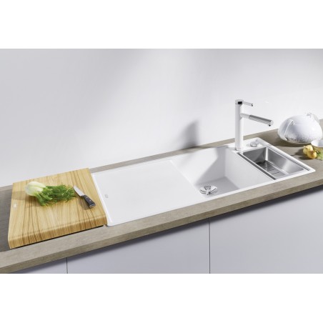 Kuchyňský dřez Blanco Axia III 6 S Tartufo, pravý, s dřevěnou krájecí deskou a miskou