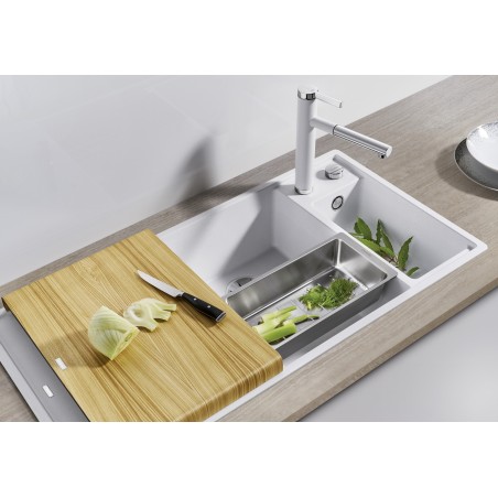 Kuchyňský dřez Blanco Axia III 6 S Tartufo, pravý, s dřevěnou krájecí deskou a miskou