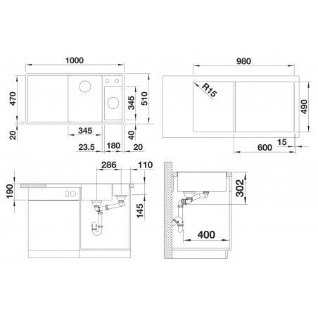 Kuchyňský dřez Blanco Axia III 6 S Bílá, pravý, se skleněnou krájecí deskou a miskou