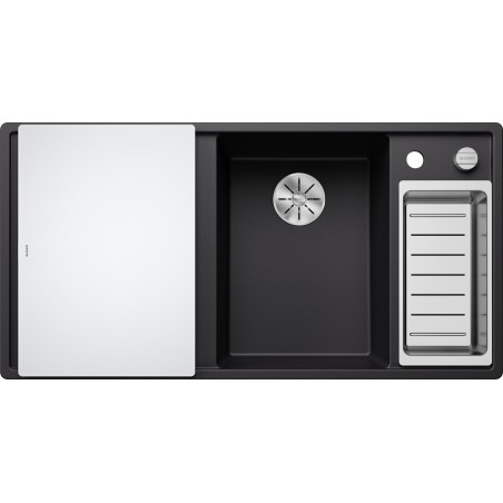 Kuchyňský dřez Blanco Axia III 6 S Černá, pravý, se skleněnou krájecí deskou a miskou