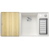 Kuchyňský dřez Blanco Axia III 6 S-F Bílá, pravý, s dřevěnou krájecí deskou a miskou