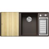 Kuchyňský dřez Blanco Axia III 6 S-F Kávová, pravý, s dřevěnou krájecí deskou a miskou