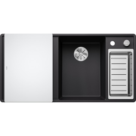 Kuchyňský dřez Blanco Axia III 6 S-F Černá, pravý, se skleněnou krájecí deskou a miskou
