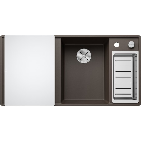 Kuchyňský dřez Blanco Axia III 6 S-F Kávová, pravý, se skleněnou krájecí deskou a miskou
