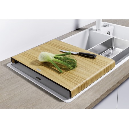 Kuchyňský dřez Blanco Axia III 6 S Kávová, levý, s dřevěnou krájecí deskou a miskou