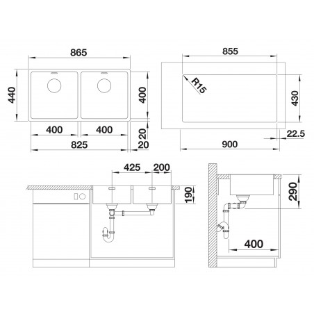 Kuchyňský dřez Blanco Andano 400/400-IF Hedvábný lesk