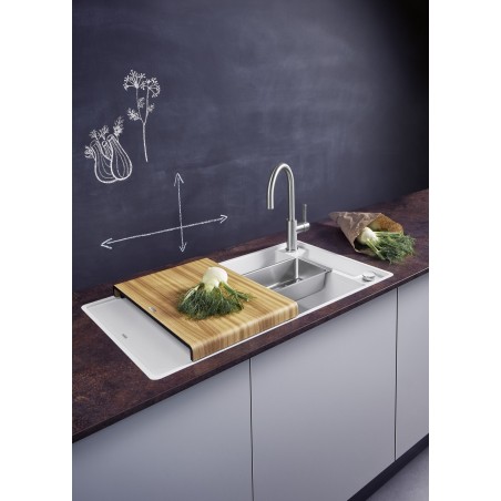 Kuchyňský dřez Blanco Axia III 5 S-F Šedá skála, s dřevěnou krájecí deskou