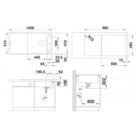 Kuchyňský dřez Blanco Axia III XL 6 S Kávová, s dřevěnou krájecí deskou