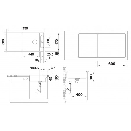 Kuchyňský dřez Blanco Axia III XL 6 S-F Bílá, se skleněnou krájecí deskou