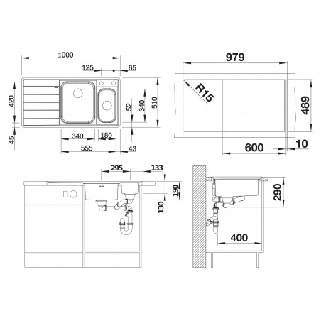 Kuchyňský dřez Blanco Axis III 6 S-IF Hedvábný lesk, pravý
