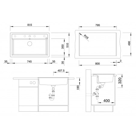 Kuchyňský dřez Blanco Dalago 8 Šedá skála