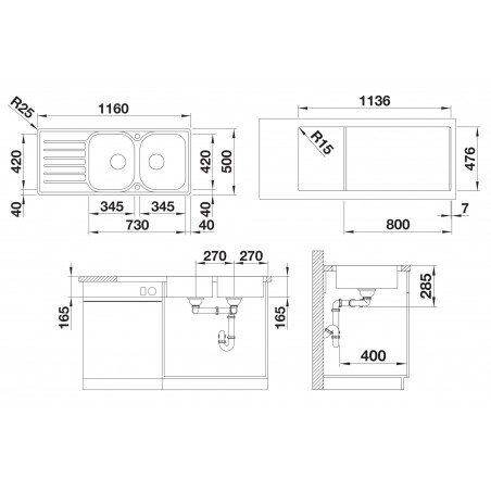 Kuchyňský dřez Blanco Lantos 8 S-IF Compact Kartáčovaný