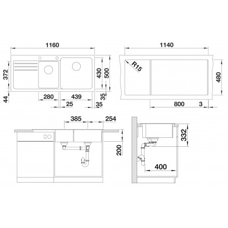 Kuchyňský dřez Blanco Naya 8 S Antracit, pravý