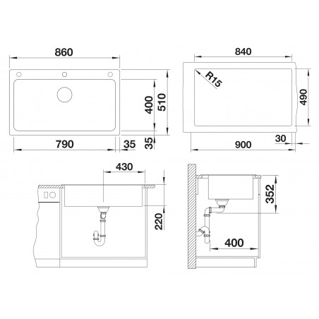 Kuchyňský dřez Blanco Naya XL 9 Tartufo