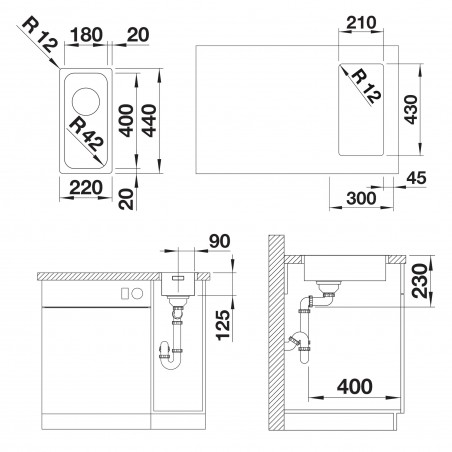 Kuchyňský dřez Blanco Solis 180-IF Kartáčovaný