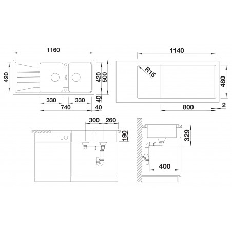 Kuchyňský dřez Blanco Sona 8 S Černá