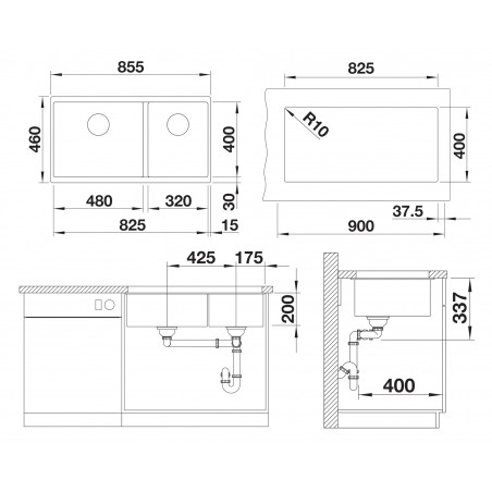 Kuchyňský dřez Blanco Subline 480/320-U Šedá skála