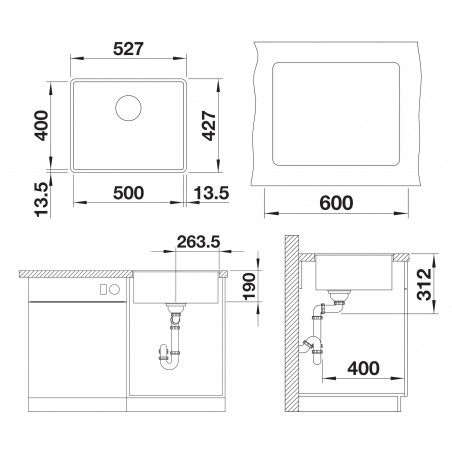 Kuchyňský dřez Blanco Subline 500-F Kávová