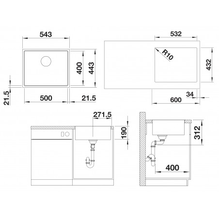 Kuchyňský dřez Blanco Subline 500-IF Bílá, bez excentru