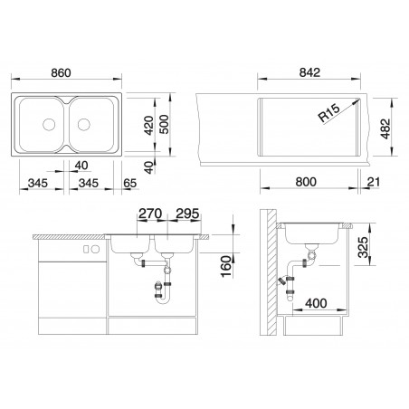 Kuchyňský dřez Blanco Tipo 8 Přírodní lesk