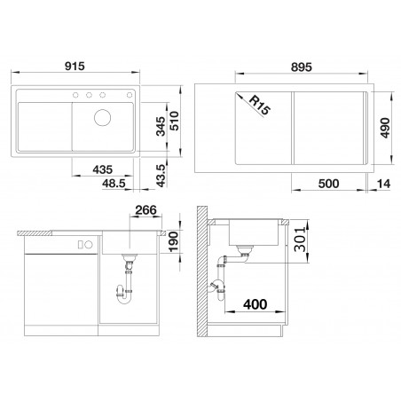 Kuchyňský dřez Blanco Zenar 5 S Bílá, pravý