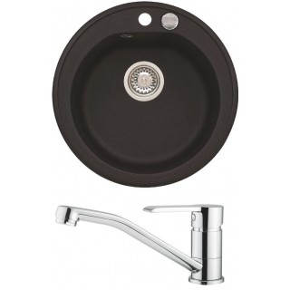 Set Alveus (dřez Niagara 10 Black 91 + baterie Ruta Chrom)