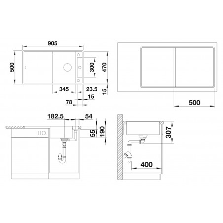 Kuchyňský dřez Blanco Axia III 5 S-F Bílá soft, s dřevěnou krájecí deskou