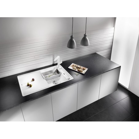 Kuchyňský dřez Blanco Axia III 5 S-F Bílá soft, s dřevěnou krájecí deskou