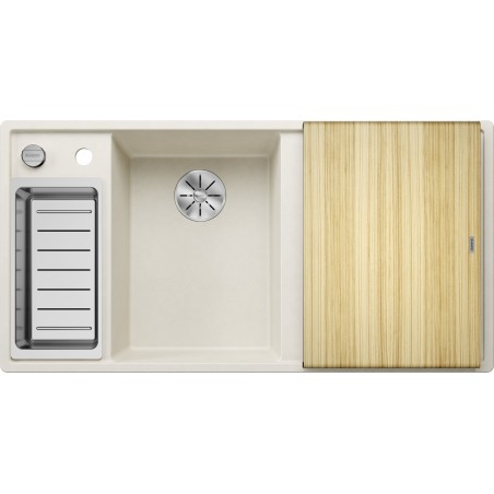 Kuchyňský dřez Blanco Axia III 6 S Bílá soft, levý, s dřevěnou krájecí deskou a miskou